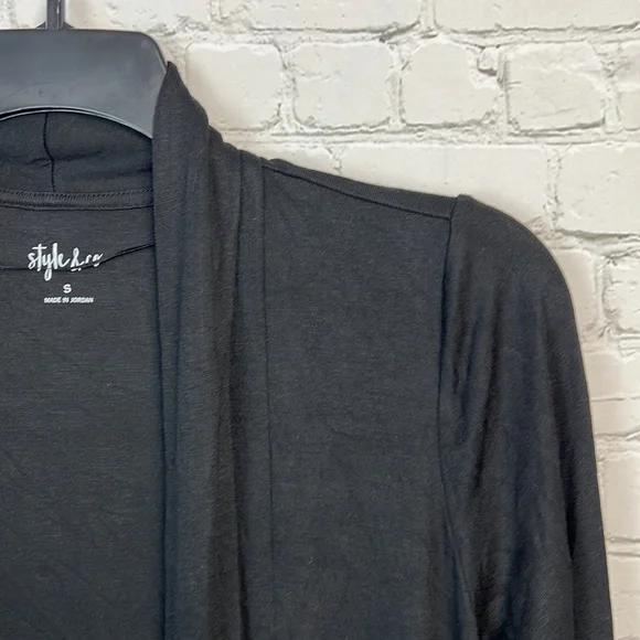 Style & Co Deep Black Open Front Knit Cardigan Size Small - Picture 3 of 5